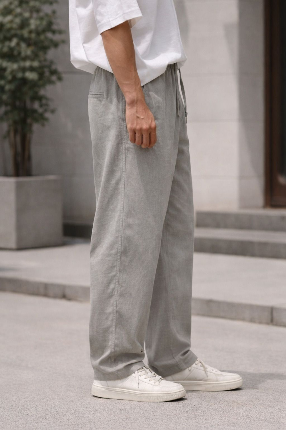Image of RelaxFit Loose Fit Men Grey Trousers