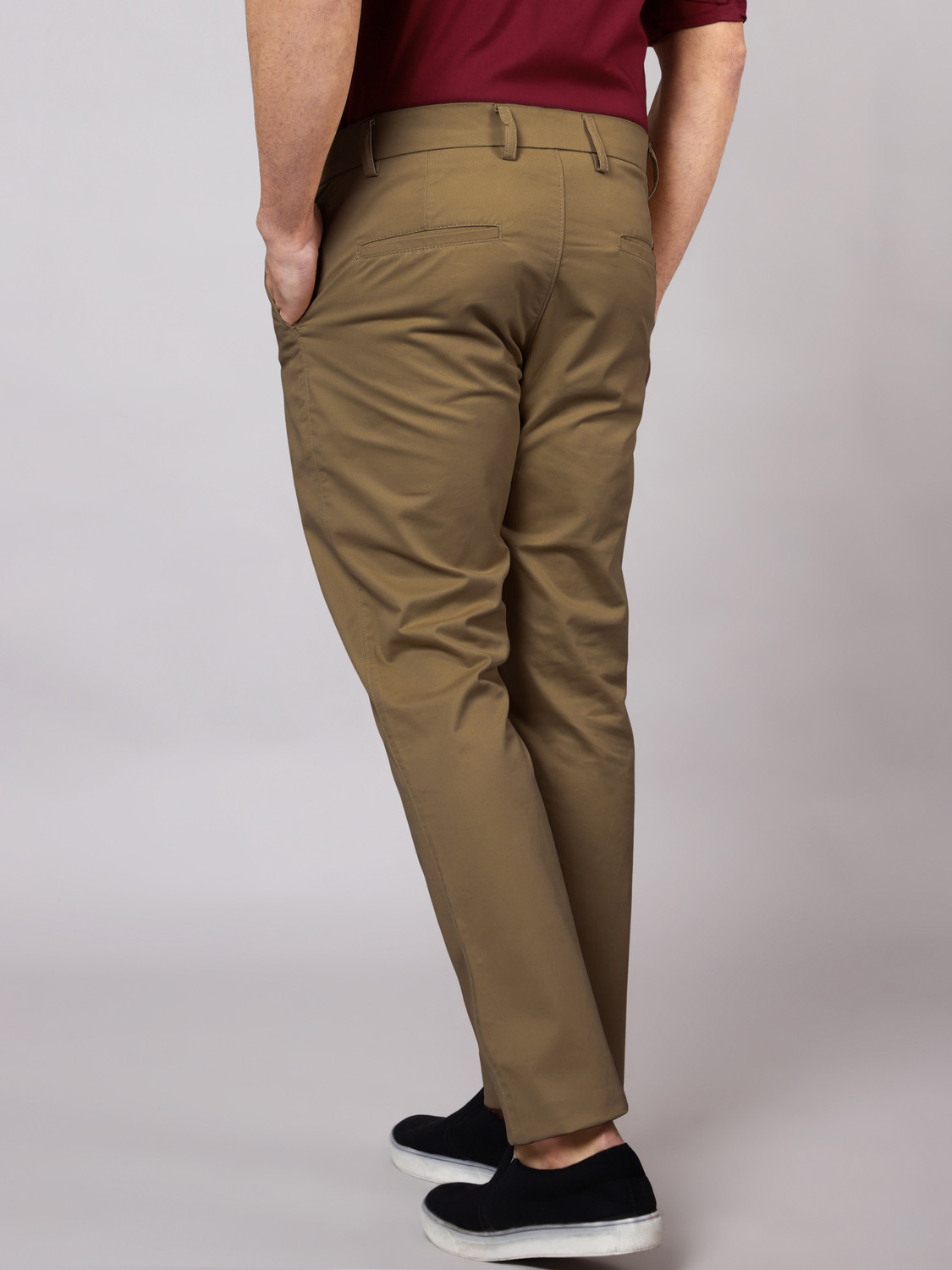 Image of BEYOUNG Regular Fit Men Brown Trousers