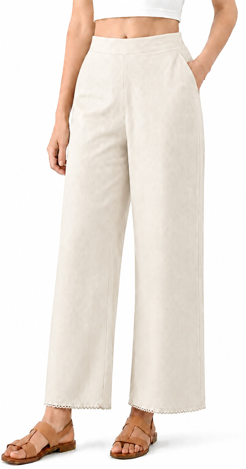 Ramyaa Fabs Relaxed Women White Trousers