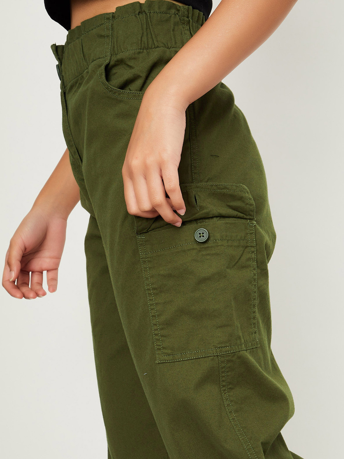Image of MAX Regular Fit Girls Green Trousers