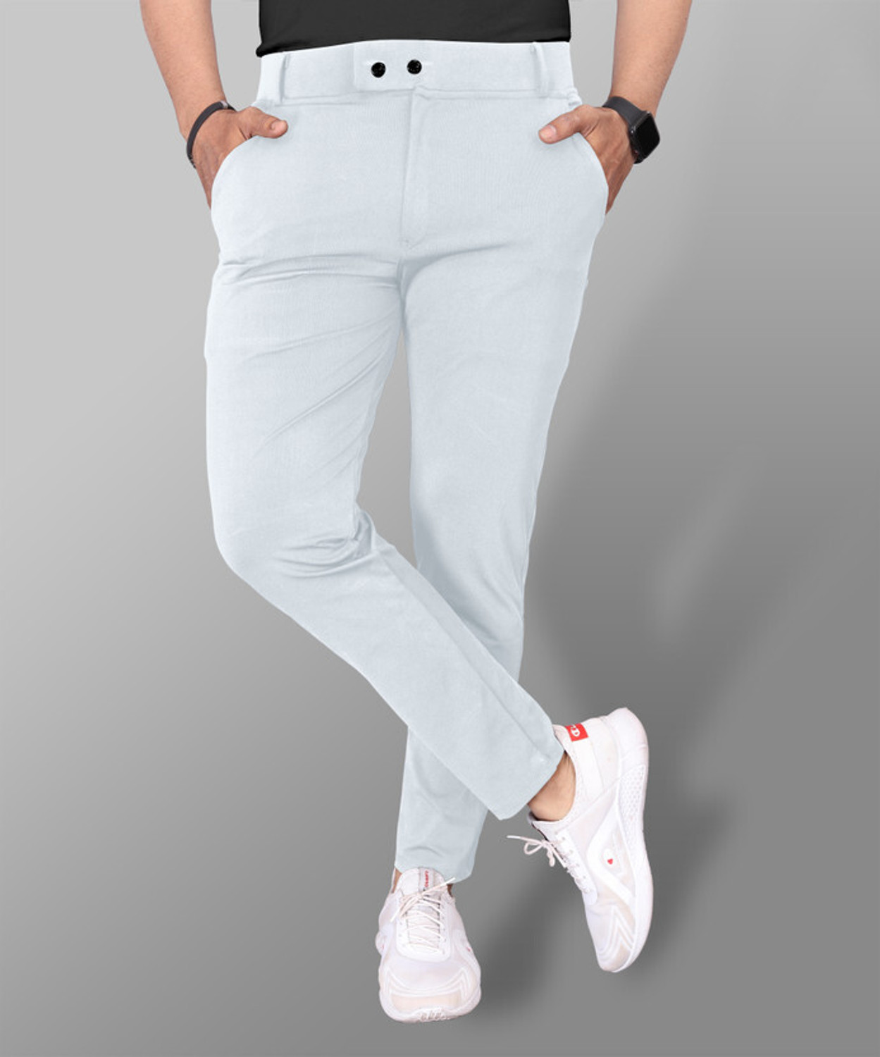 Image of RAFSON Regular Fit Men Cream Trousers