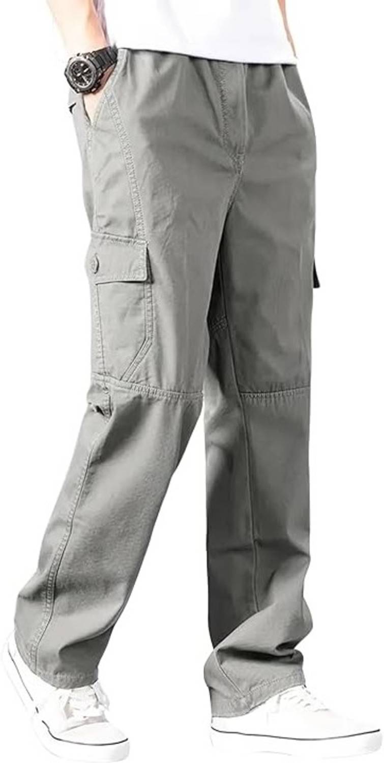 DWIDEN Men's Grey Loose Fit Trousers - Image 5