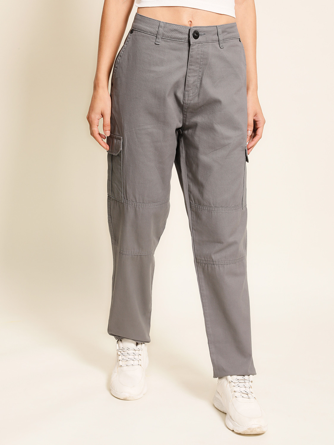 Image of Roadster Slim Fit Women Grey Trousers