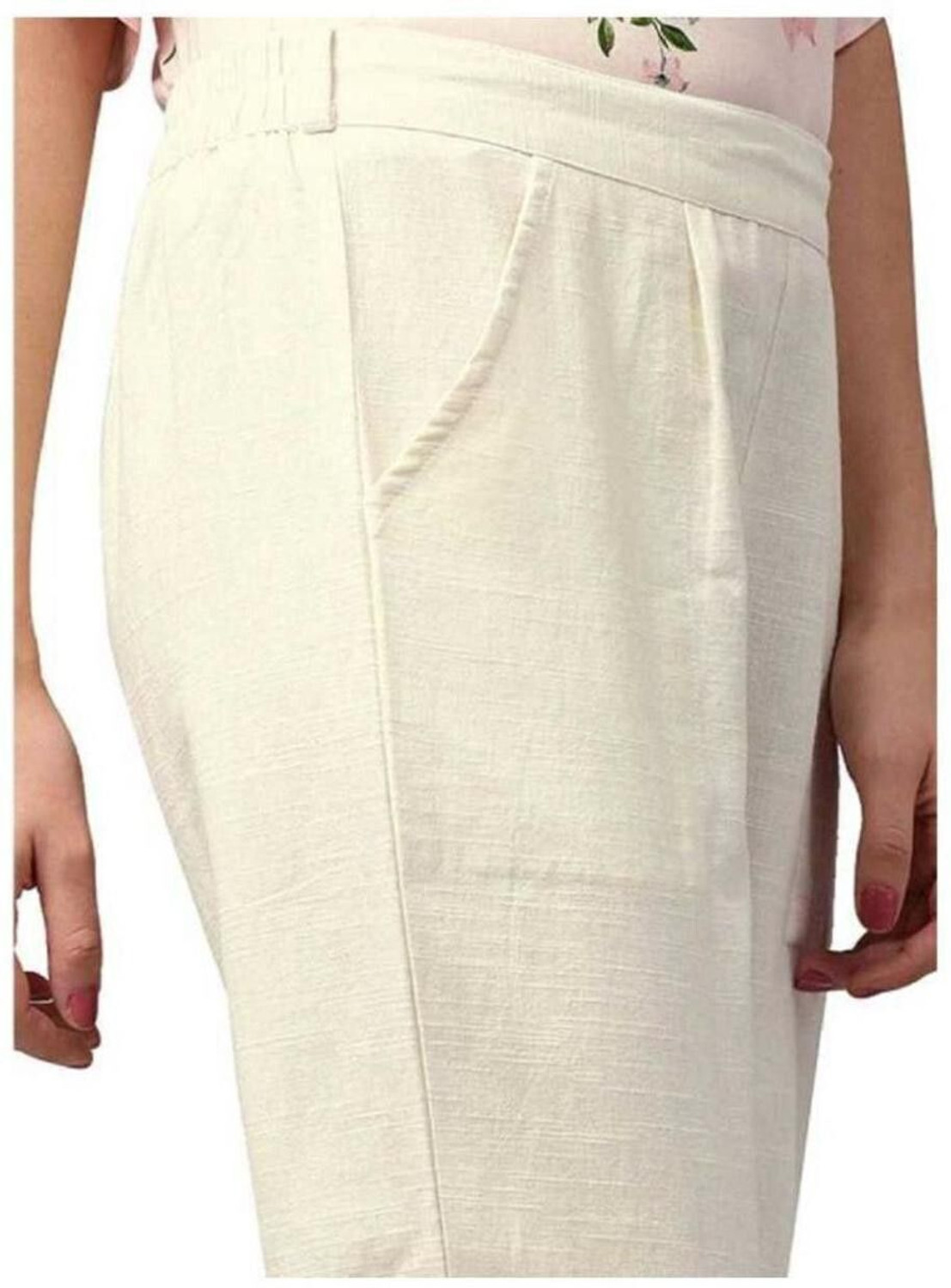 Image of Neelo Kurti Regular Fit Women Cream Trousers