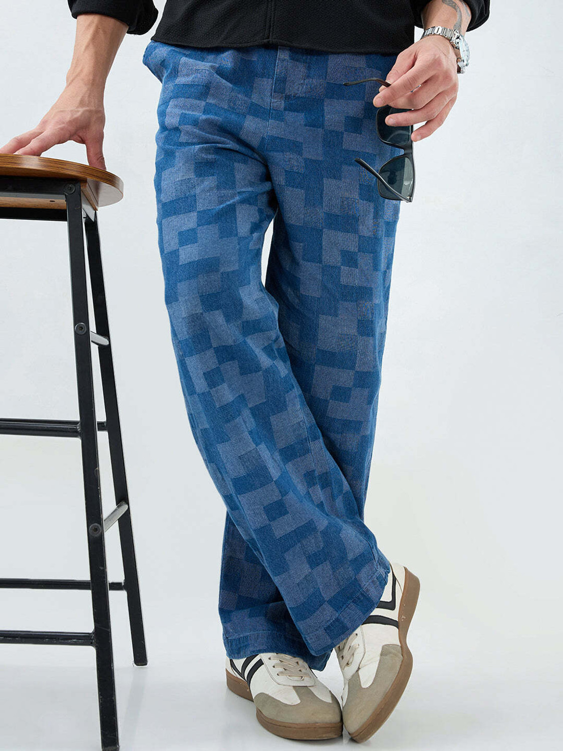 Image of VASTRADO Straight Fit Men Blue Trousers