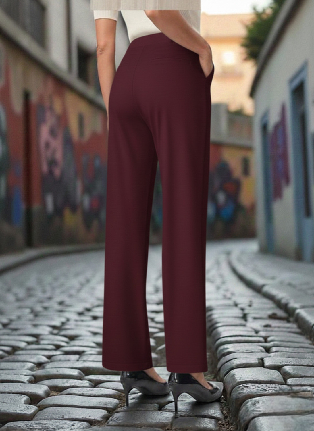 Image of SQEW Loose Fit Women Maroon Trousers