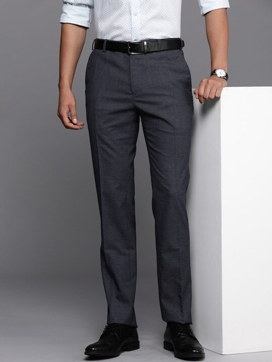 Image of Raymond Slim Fit Men Blue Trousers