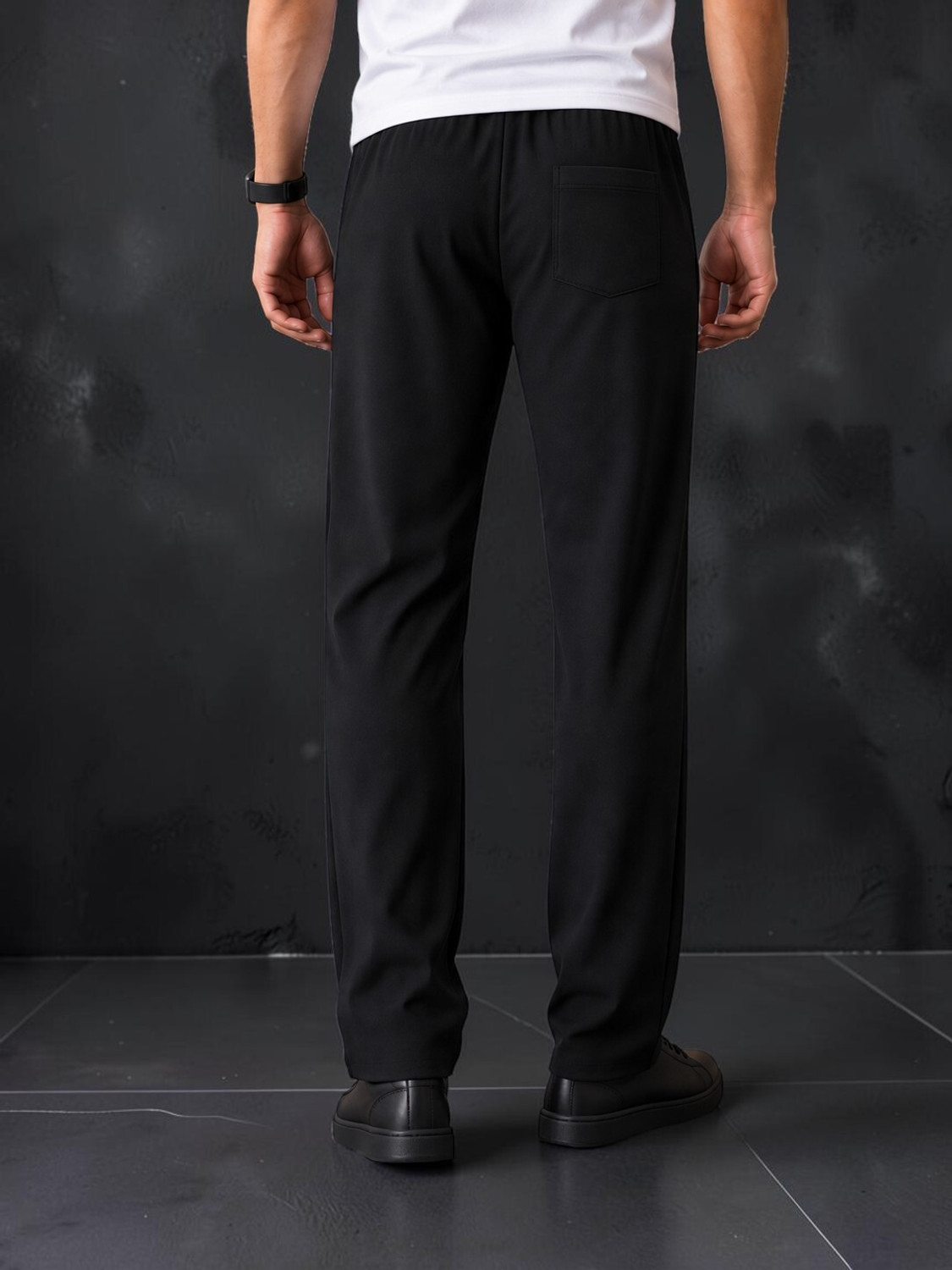 Image of FUBACK Straight Fit Men Black Trousers
