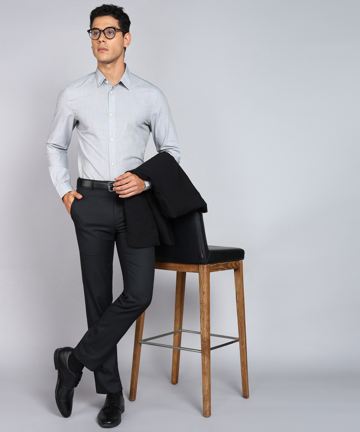 Image of Raymond Slim Fit Men Black Trousers