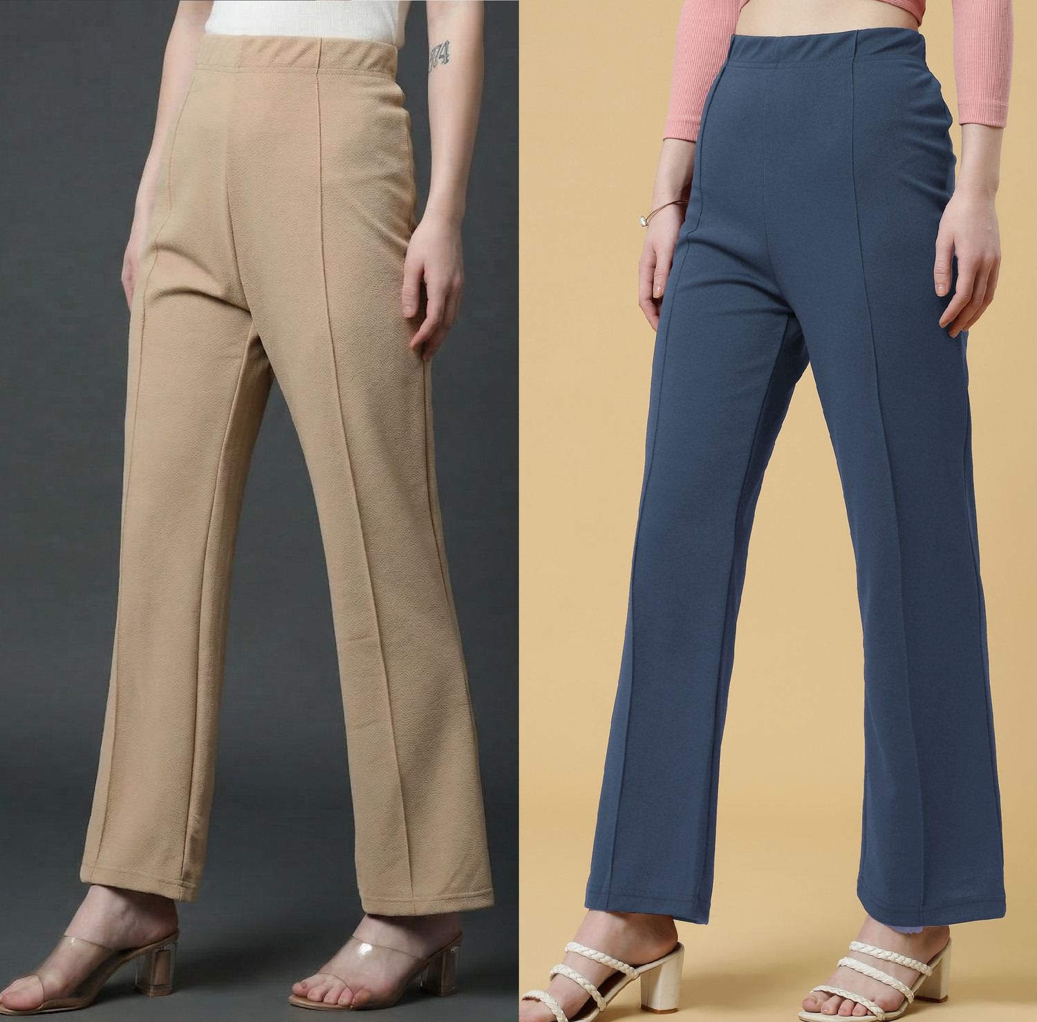 Image of Doil Domec Regular Fit Women Grey, Beige Trousers