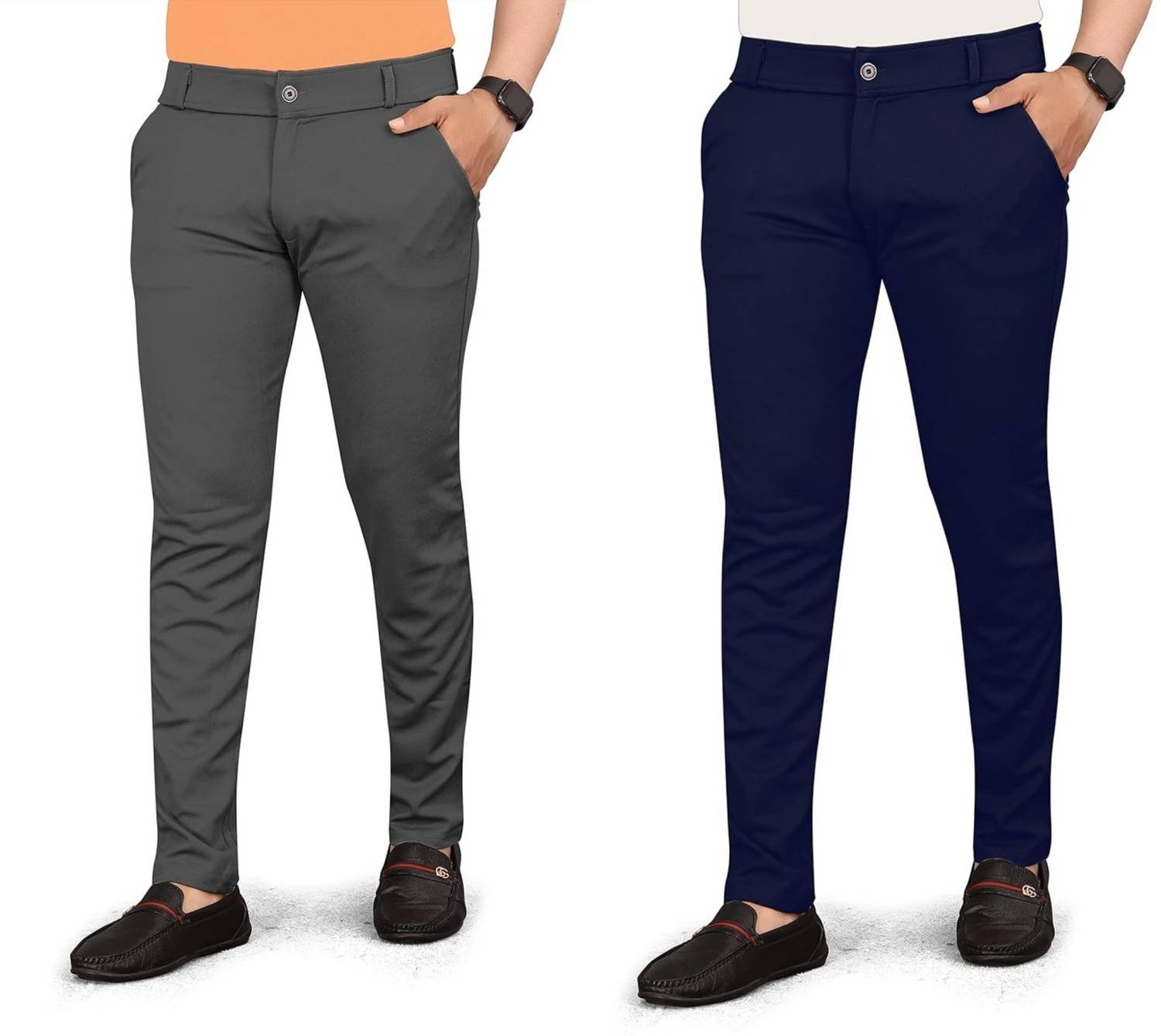 BHIKADIYA Relaxed Men Grey, Blue Trousers