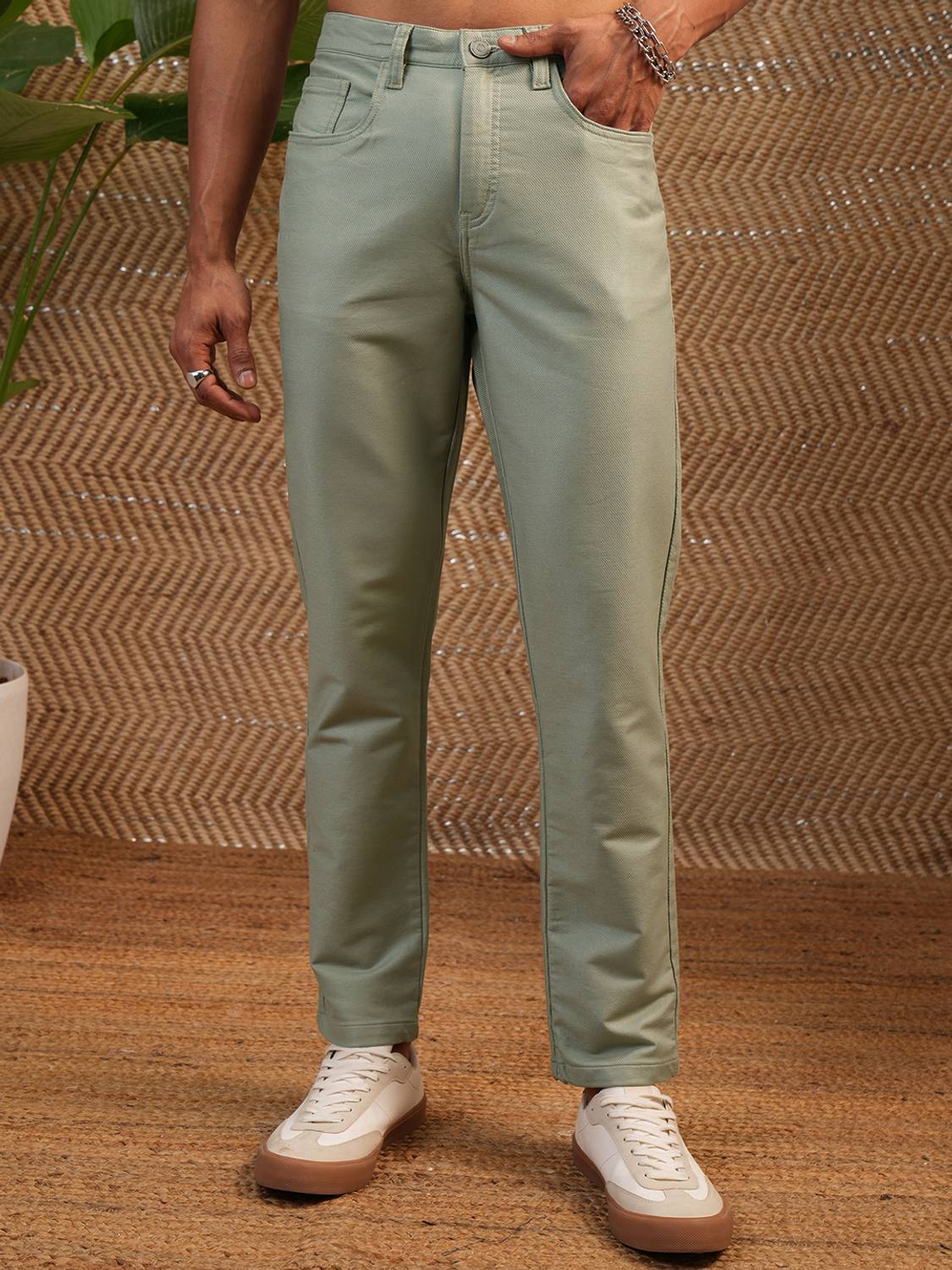 LOCOMOTIVE Tapered Men Green Trousers - Image 1