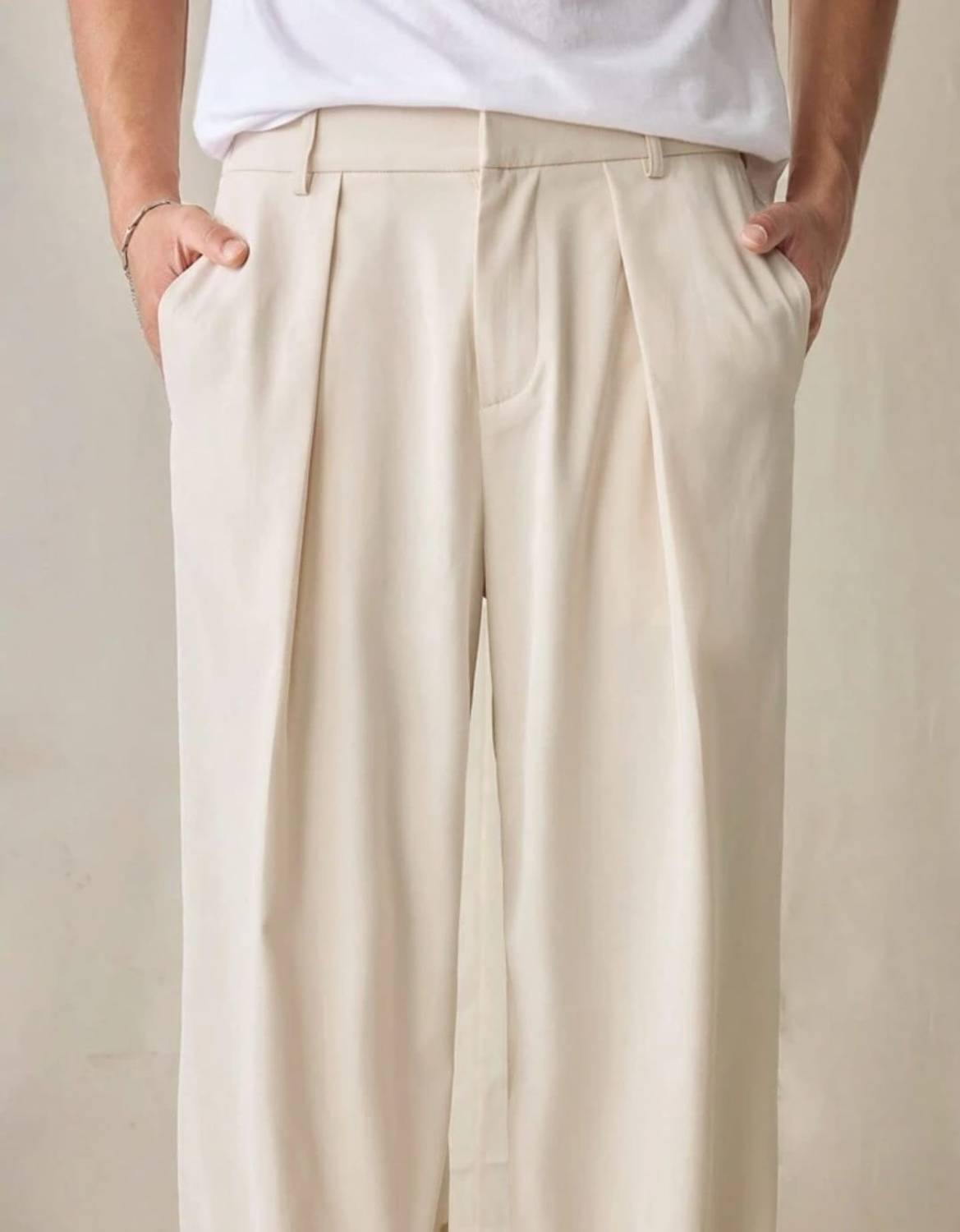Broadstar Straight Fit Beige Trousers - Image 3