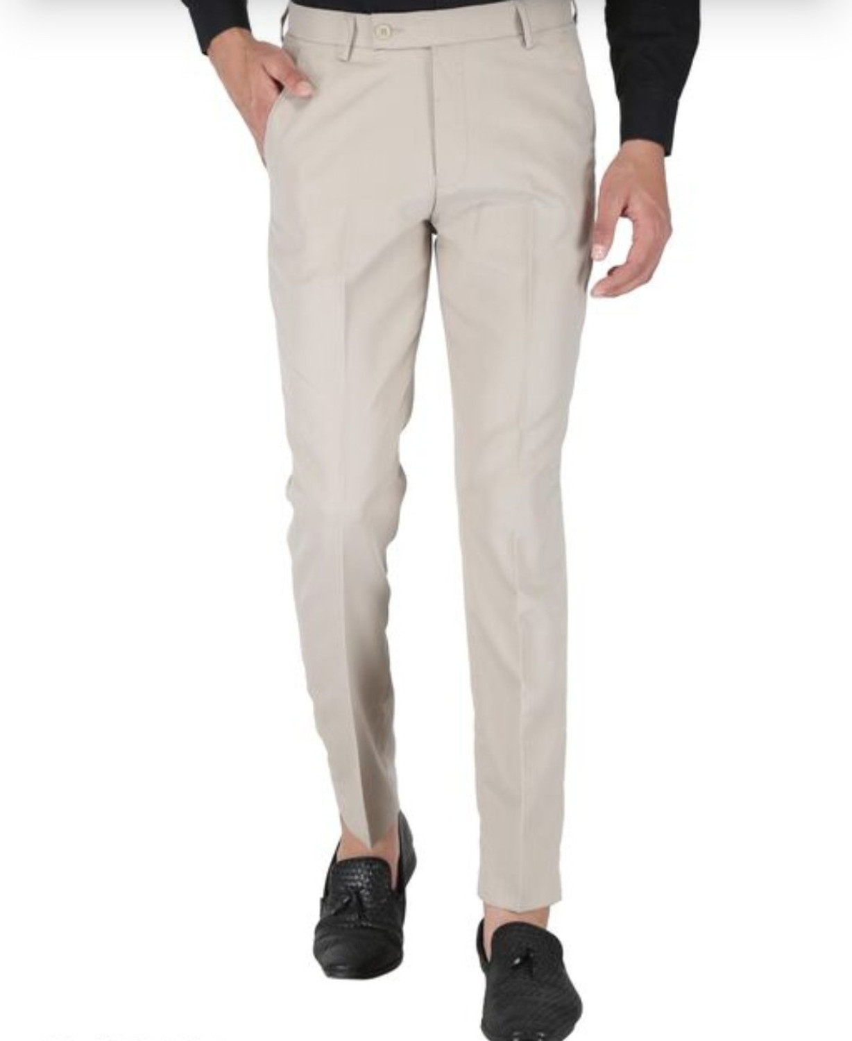 Image of ABHIRAAM Regular Fit Men Beige Trousers