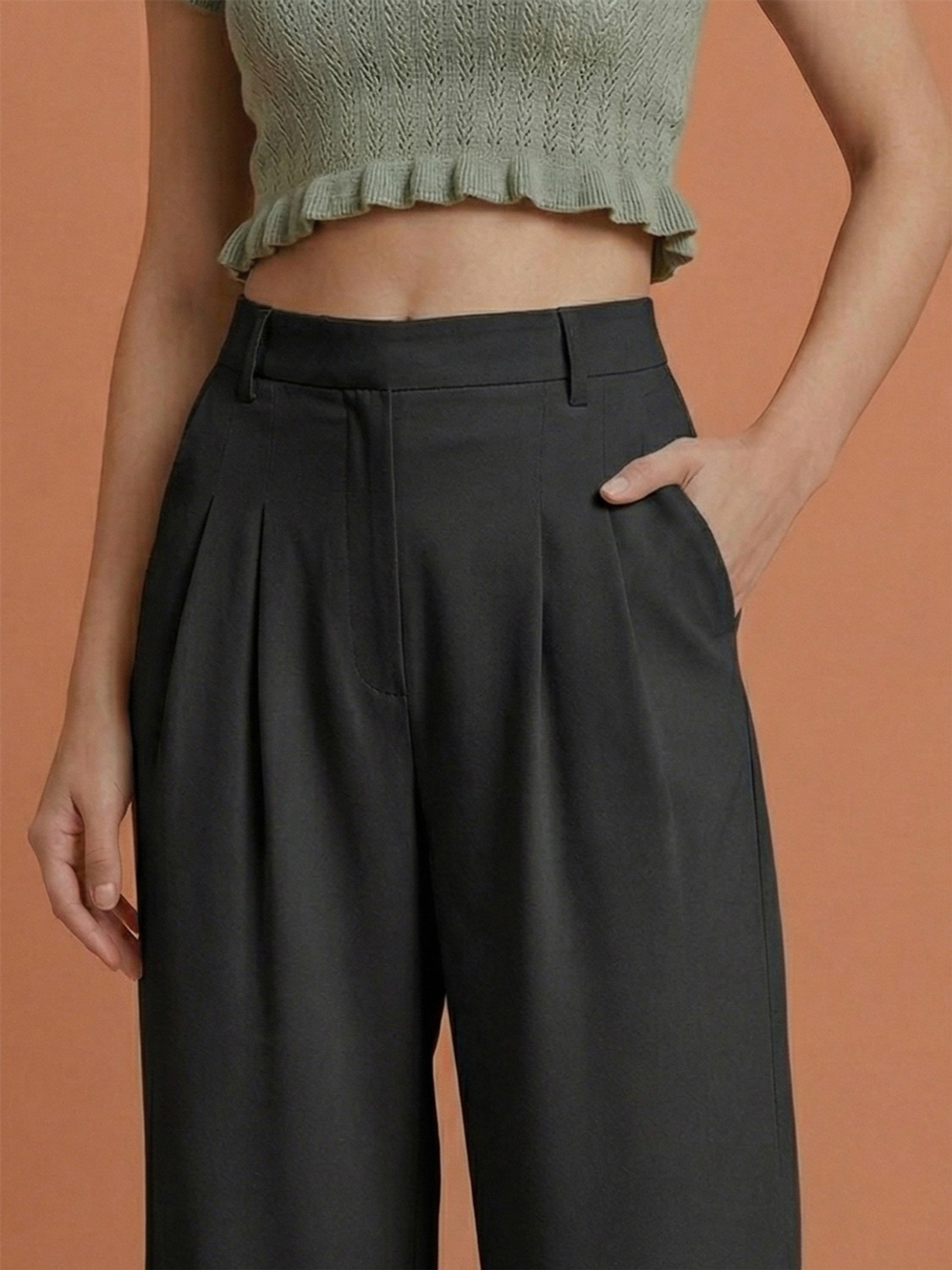 Image of DE TRENDZ Loose Fit Women Black Trousers