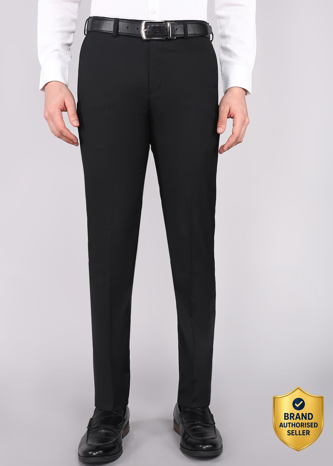 Image of Raymond Slim Fit Men Black Trousers