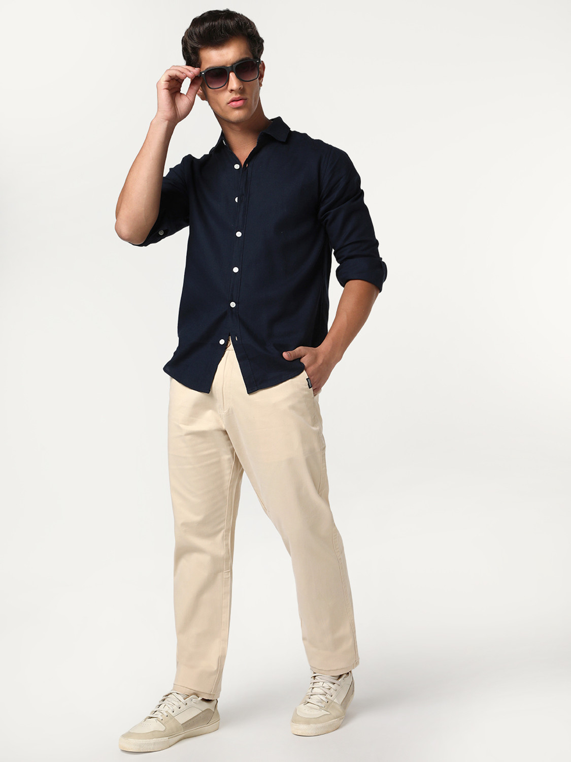 Image of Urbano Fashion Straight Fit Men Beige Trousers