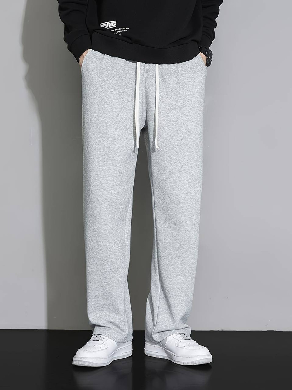 Image of WEVOK WEAR Straight Fit Men Grey Trousers