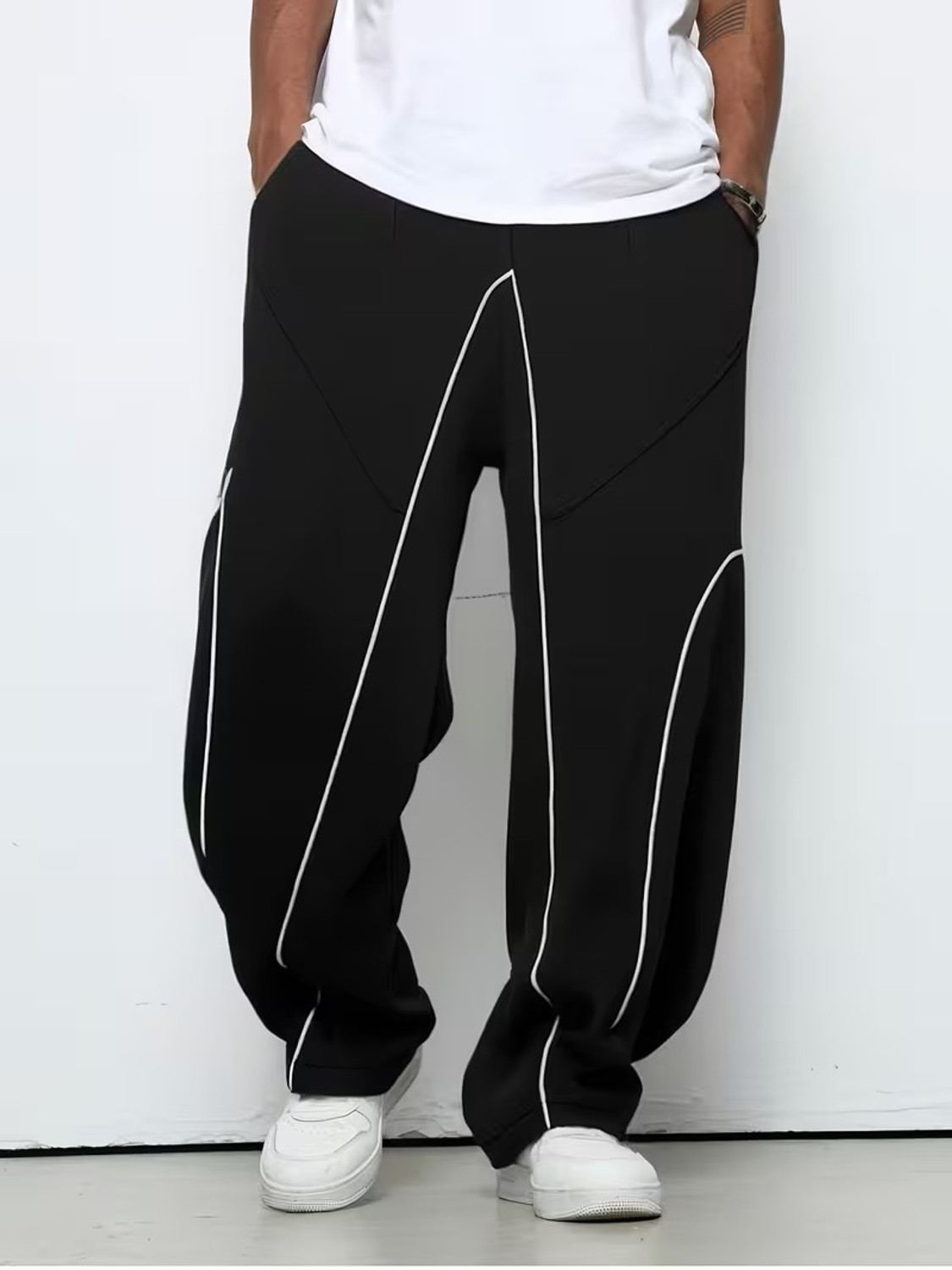 Image of LEXREX Loose Fit Men Black Trousers