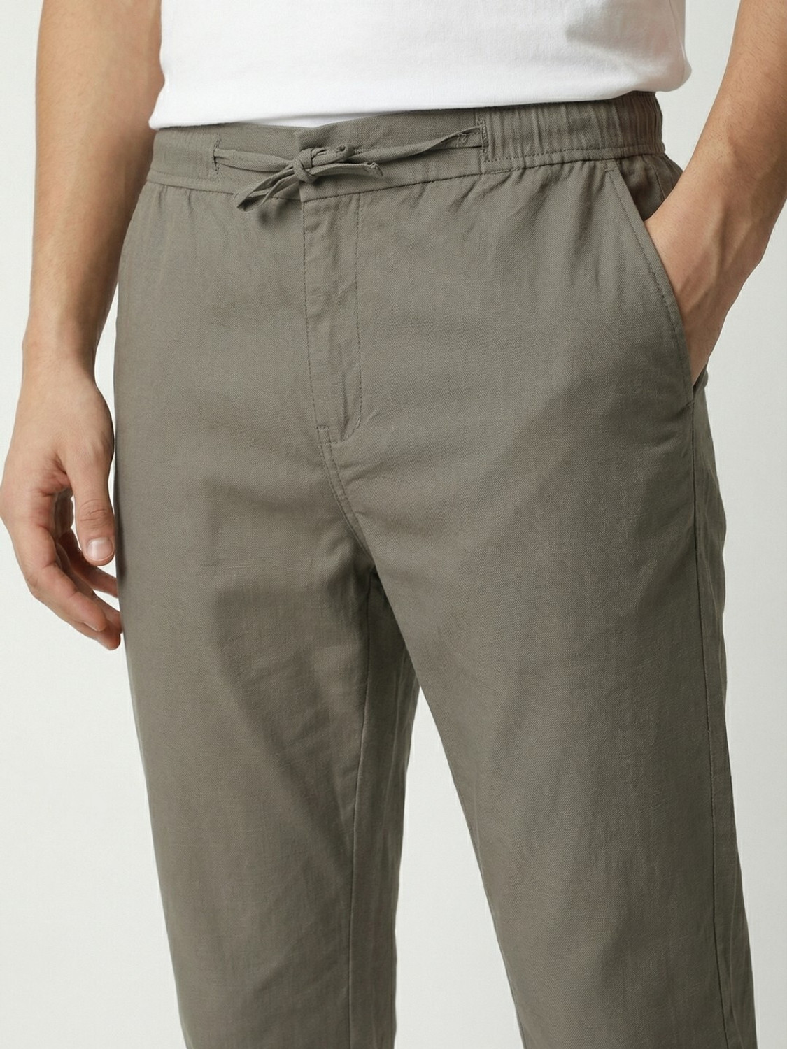 Image of PROVOGUE Slim Fit Men Grey Trousers