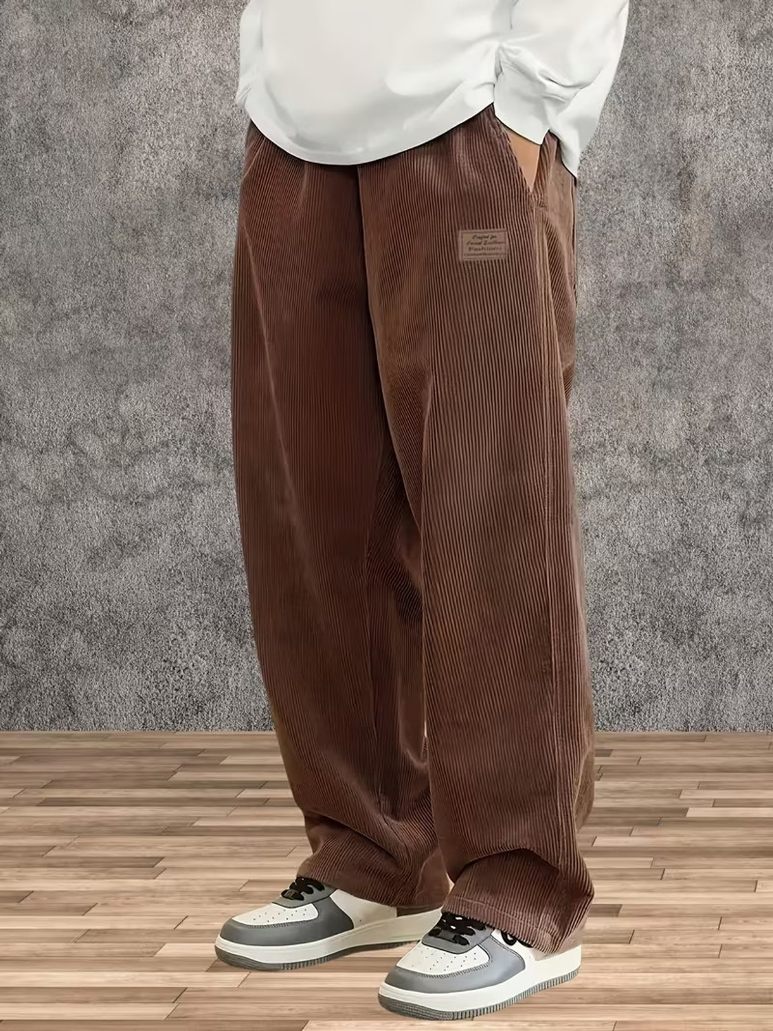Image of JexPuti Loose Fit Men Brown Trousers