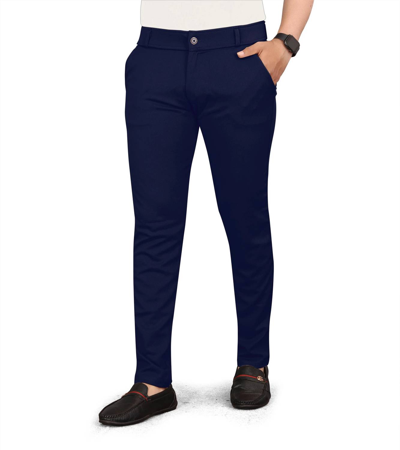 AVYRA Slim Fit Men Blue Trousers