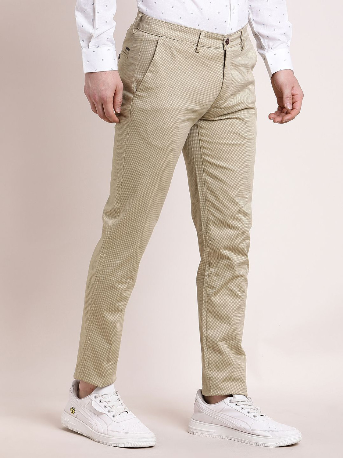 Image of TURTLE Tapered Men Beige Trousers