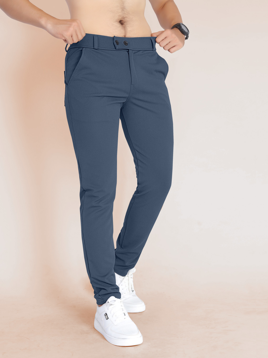 Image of BELPATRA Regular Fit Men Grey Trousers