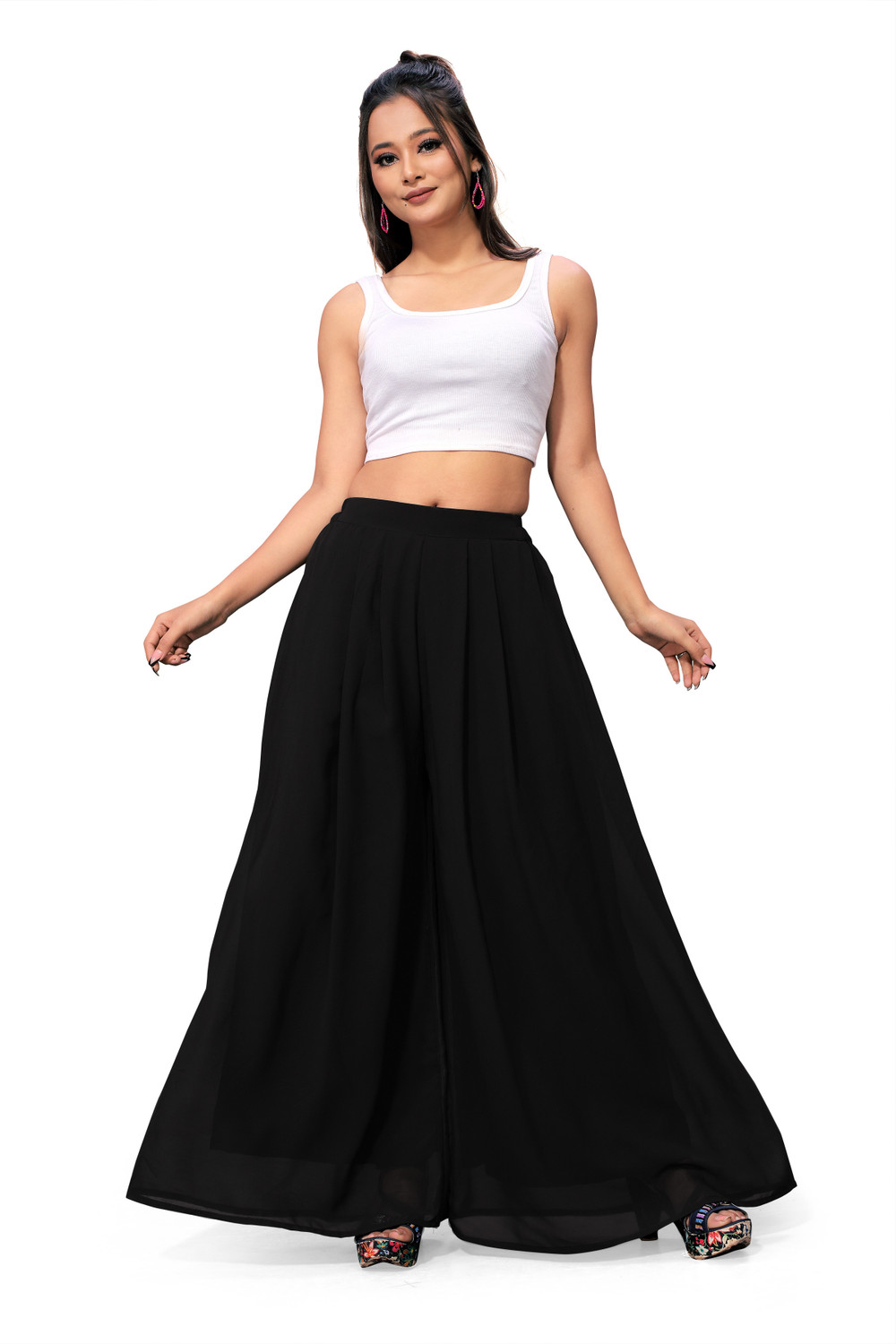 Image of Anti Wrinkle Designer Flared Women Black Trousers