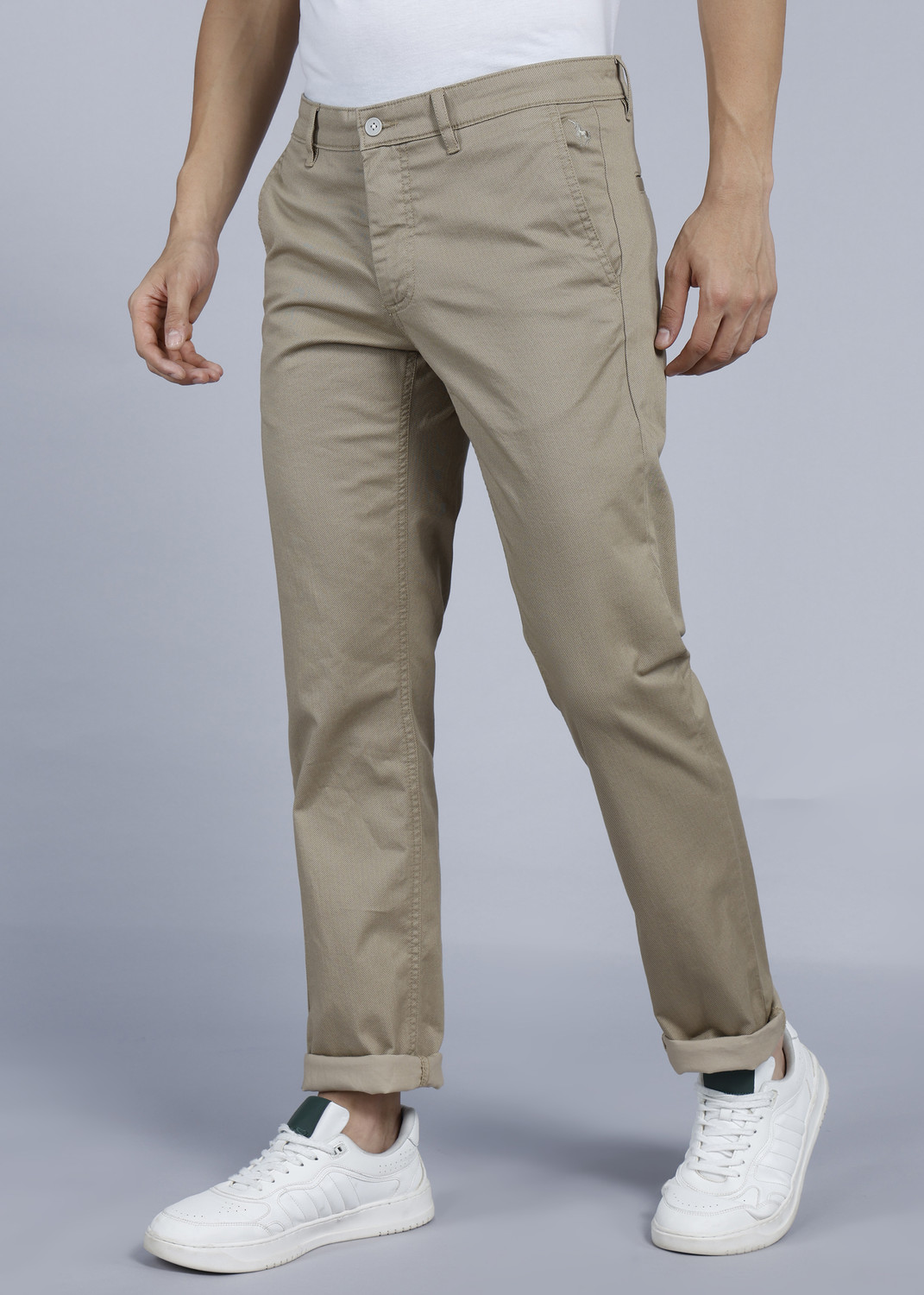 Image of VAN HEUSEN SPORT Regular Fit Men Khaki Trousers