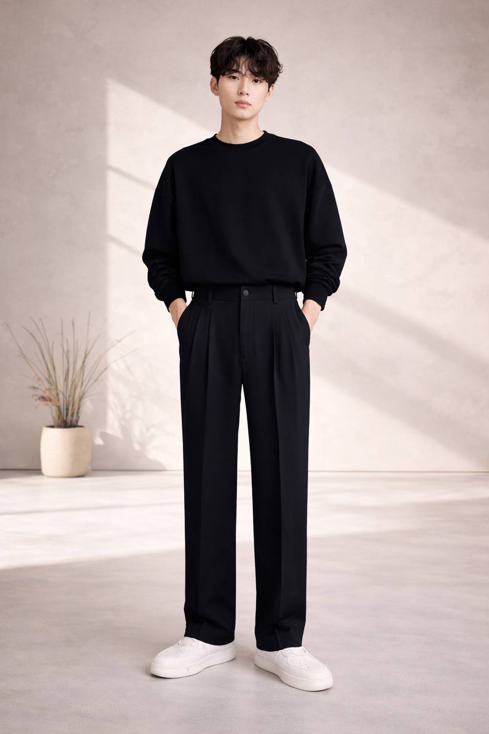 mtwn Straight Fit Men Black Trousers - Image 4