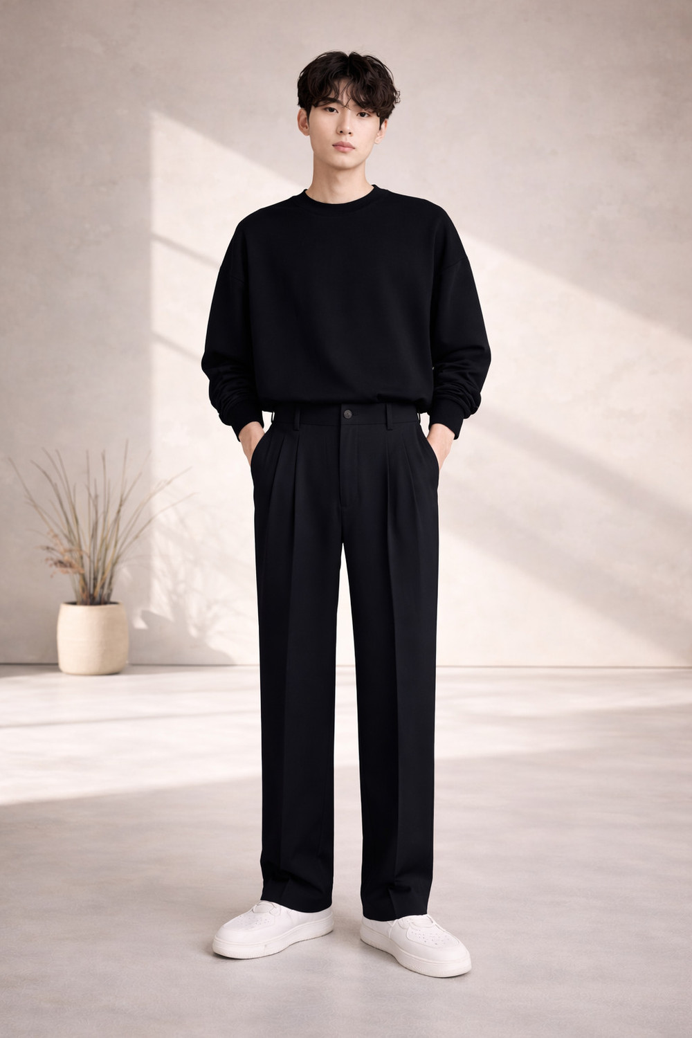 Image of mtwn Straight Fit Men Black Trousers