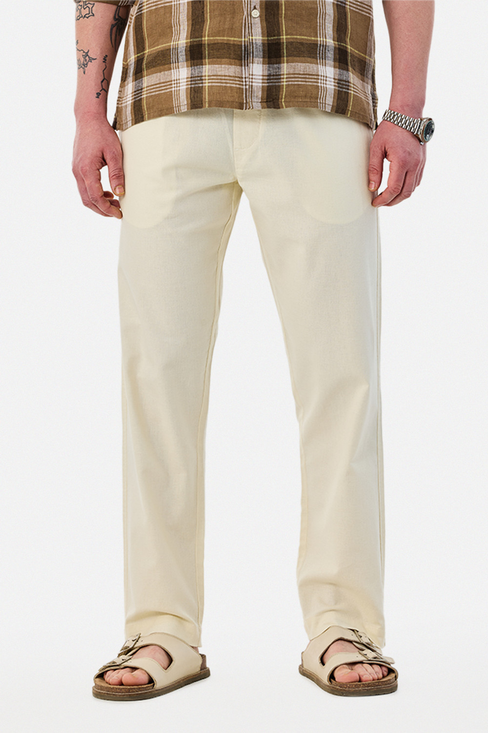 Image of Snitch Relaxed Men Cream Trousers