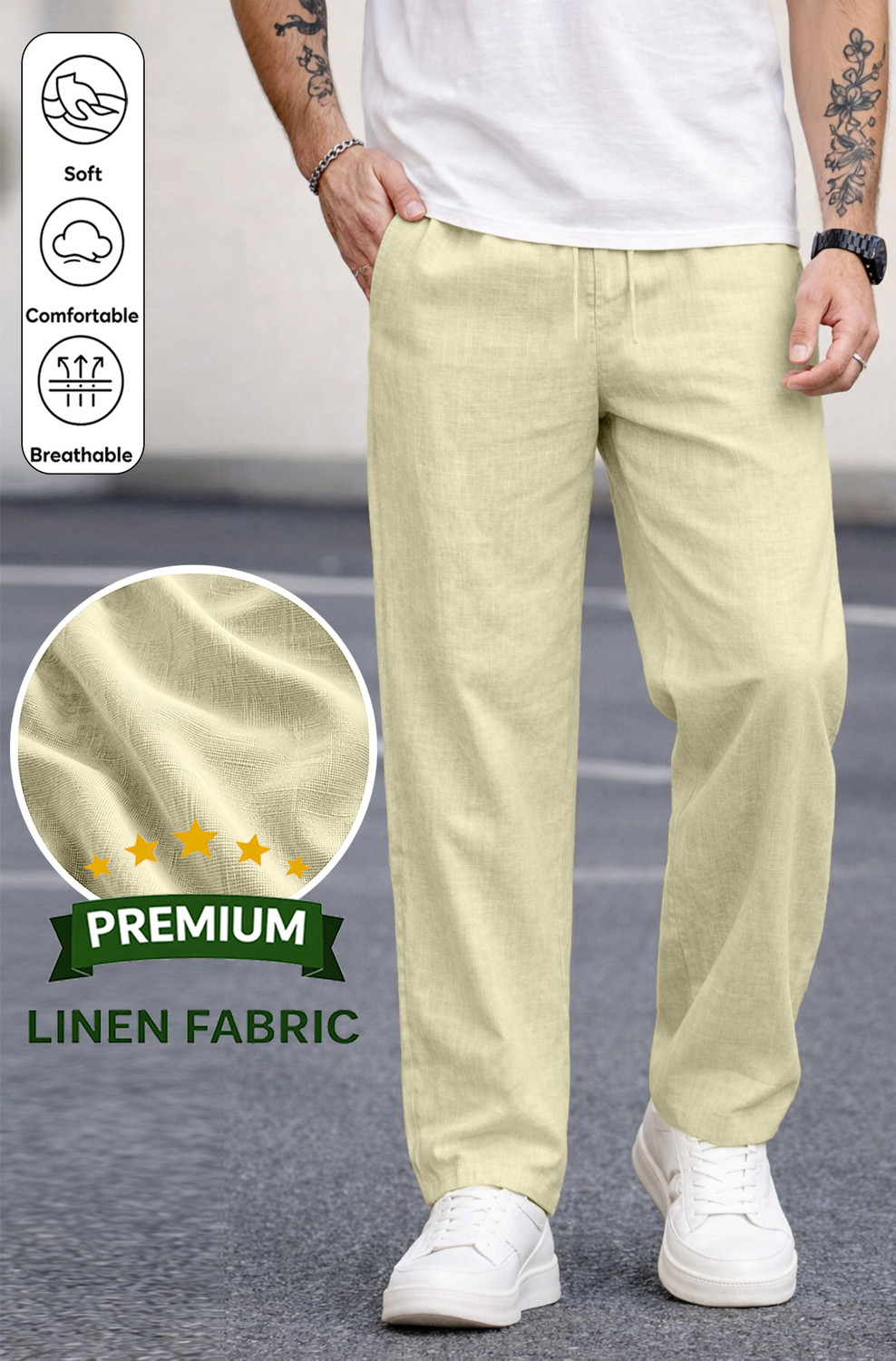 Image of MOTREX Slim Fit Men Beige Trousers