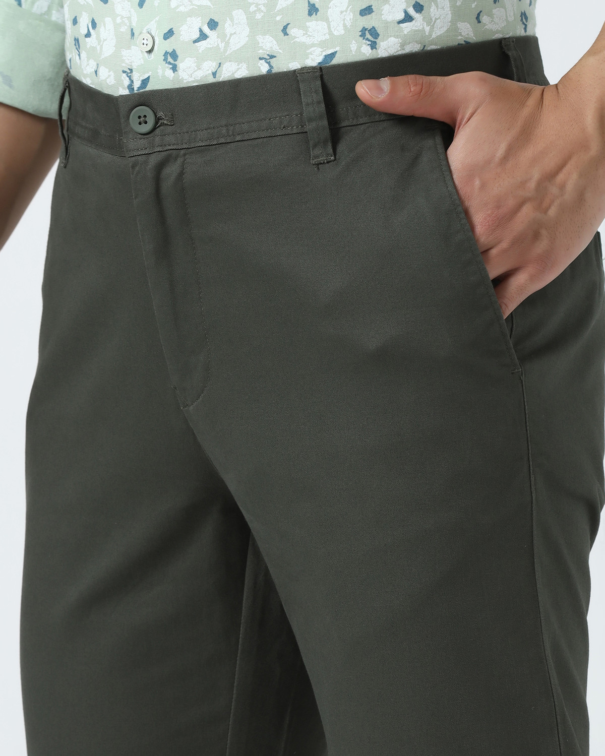 Image of Blackberrys Regular Fit Men Dark Green Trousers