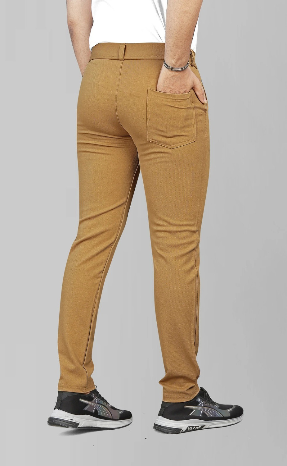 Image of COMBRAIDED Straight Fit Men Khaki Trousers