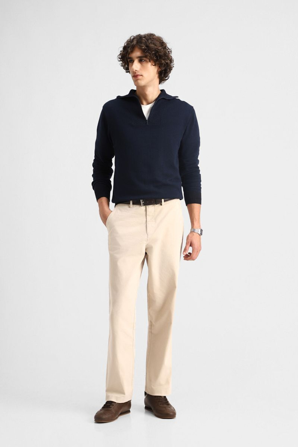 Image of Snitch Relaxed Men Beige Trousers