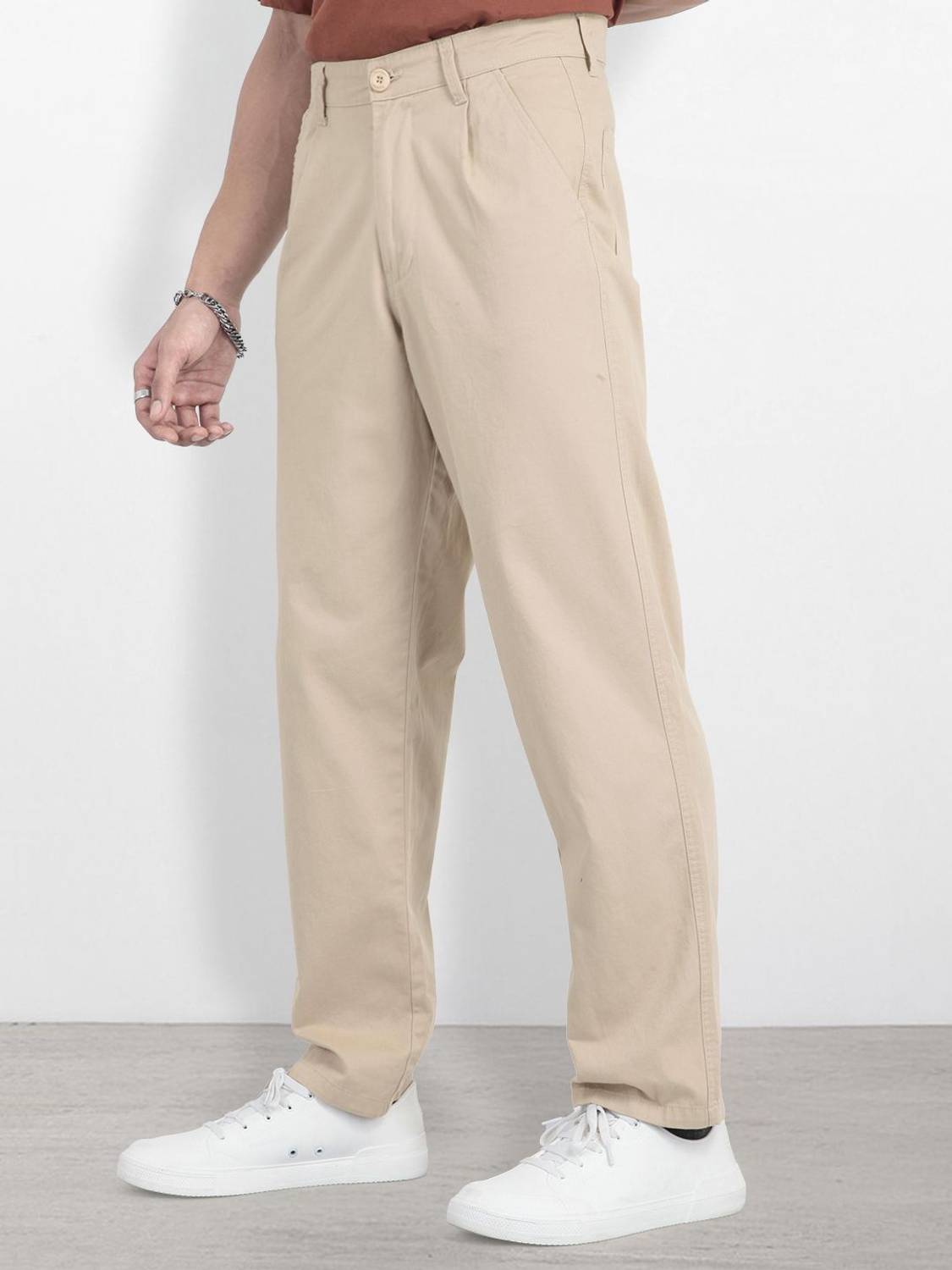 Roadster Men Beige Trousers - Image 2