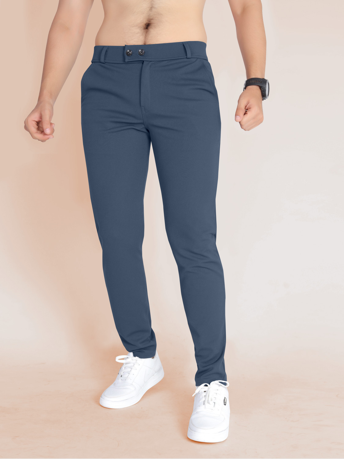 Image of BELPATRA Regular Fit Men Grey Trousers