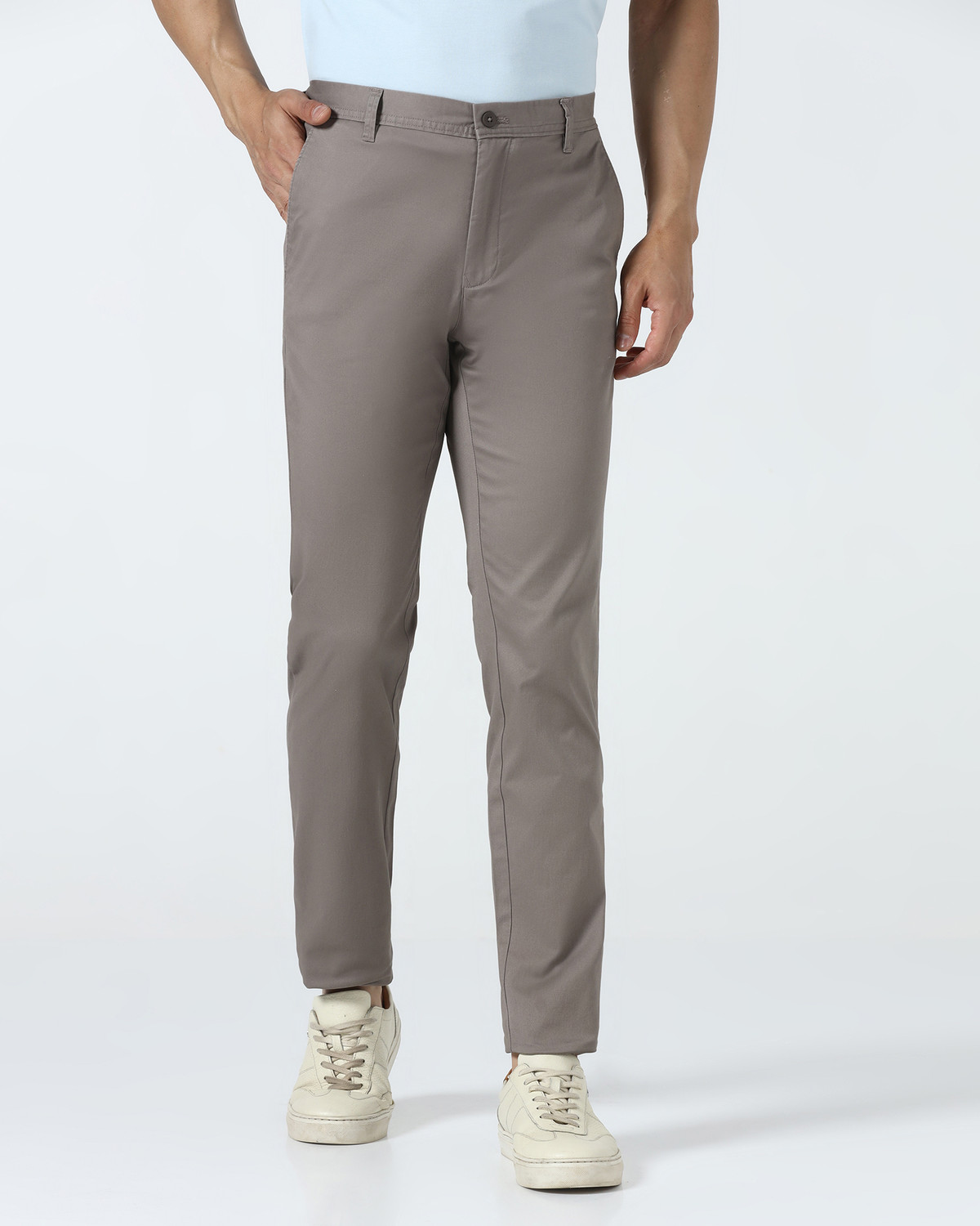 Image of Blackberrys Regular Fit Men Beige Trousers