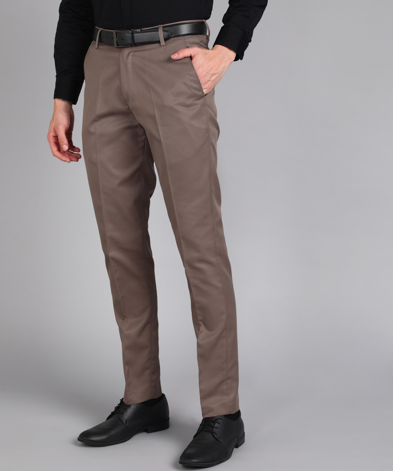 Image of PROVOGUE Slim Fit Men Brown Trousers