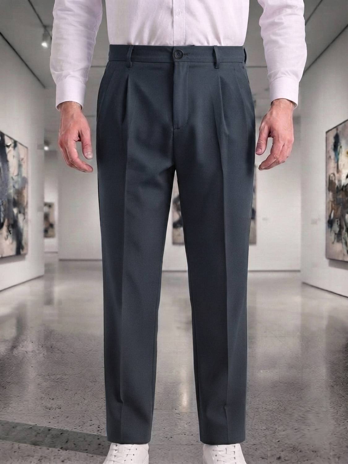 INDICLUB Loose Fit Men Grey Trousers - Image 1