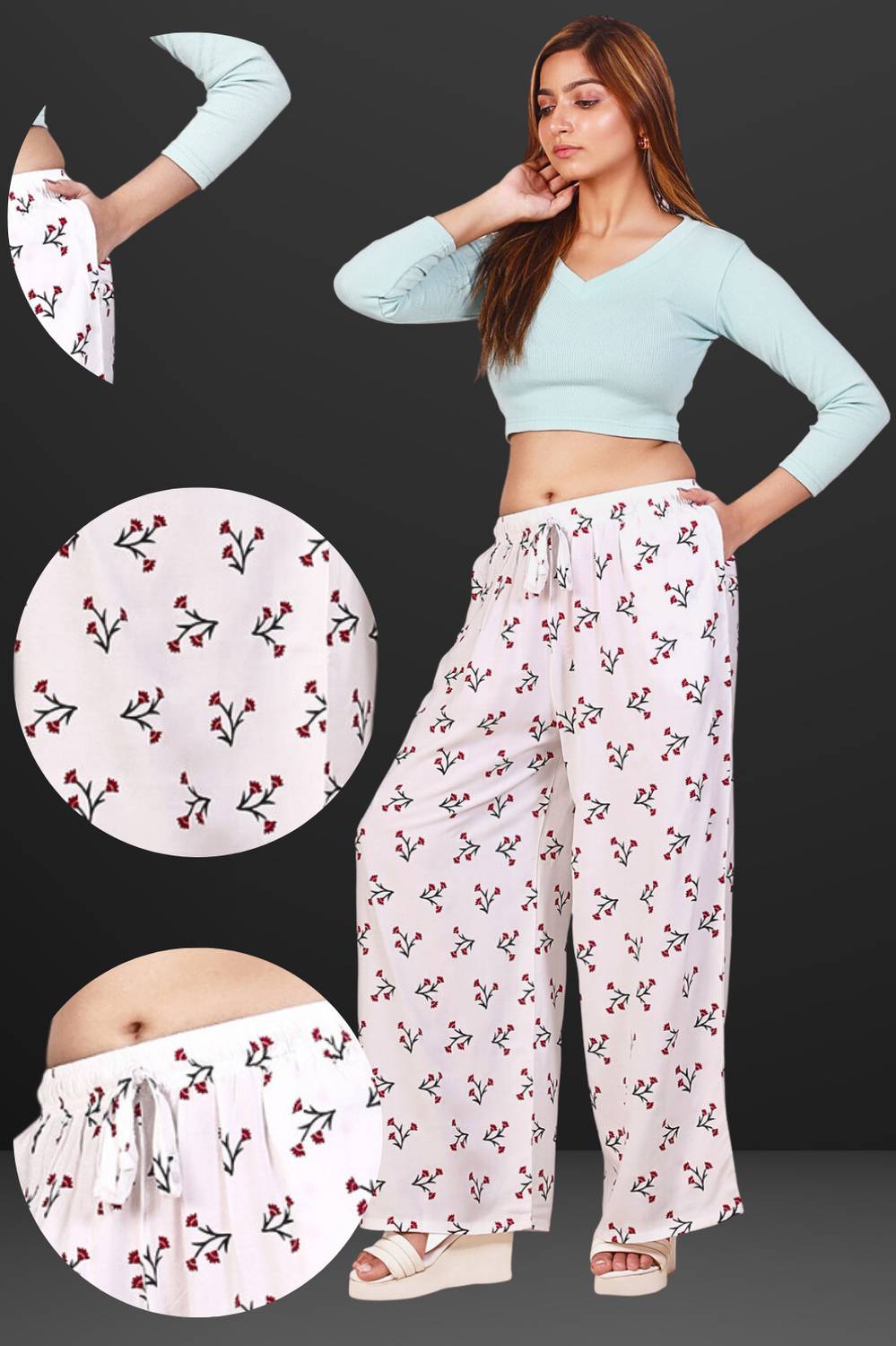 4K FASHION Relaxed Women White Trousers