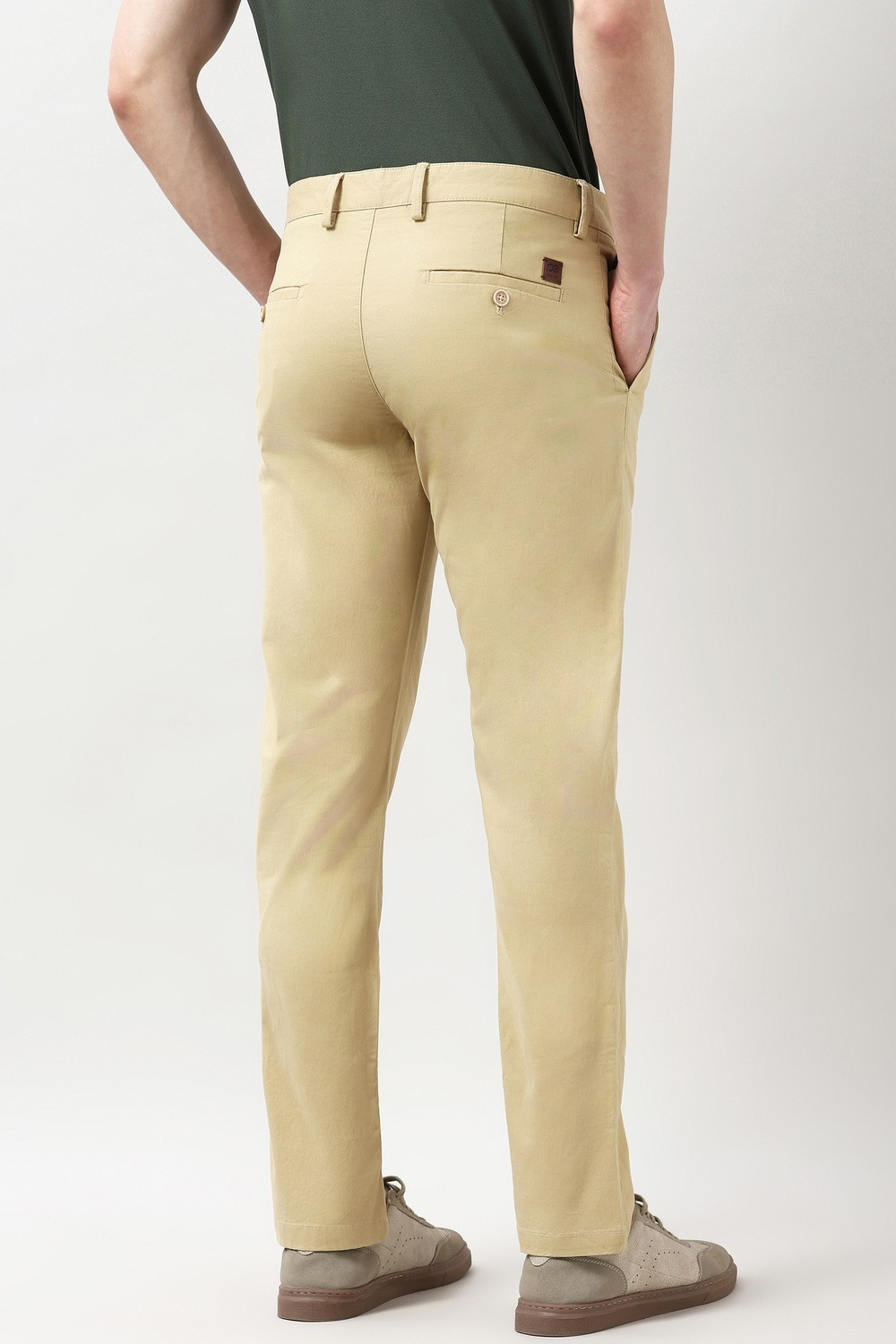 Image of PETER ENGLAND Slim Fit Men Beige Trousers