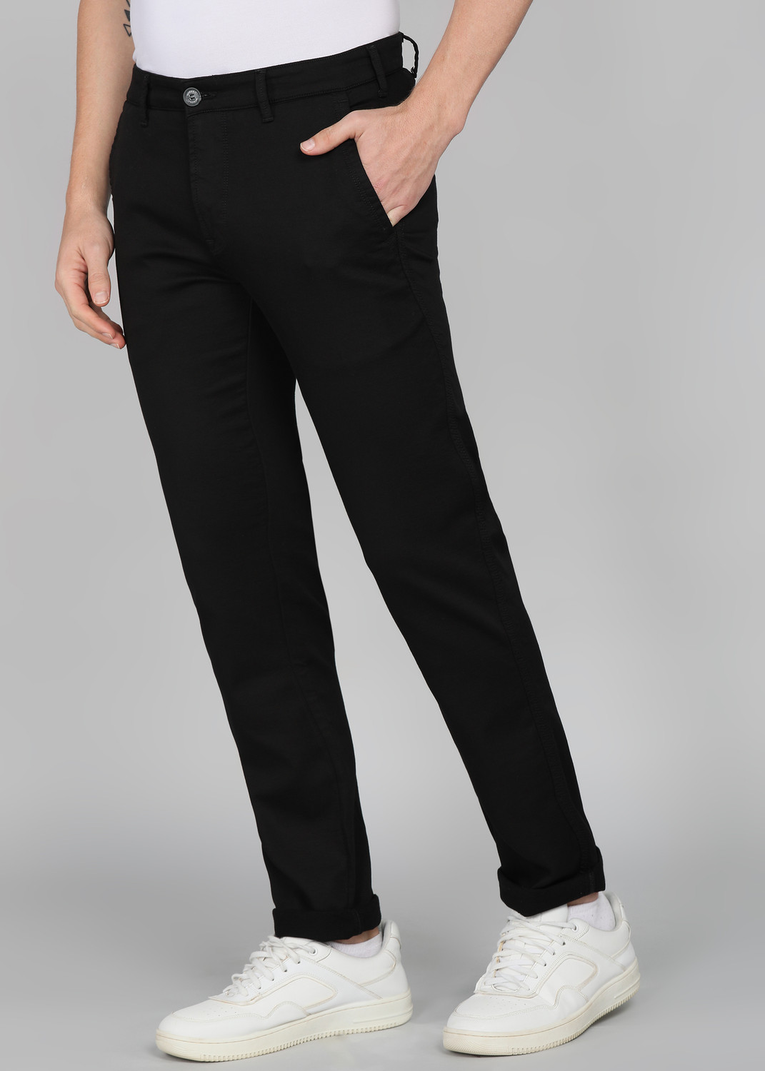 Image of INTEGRITI Slim Fit Men Black Trousers
