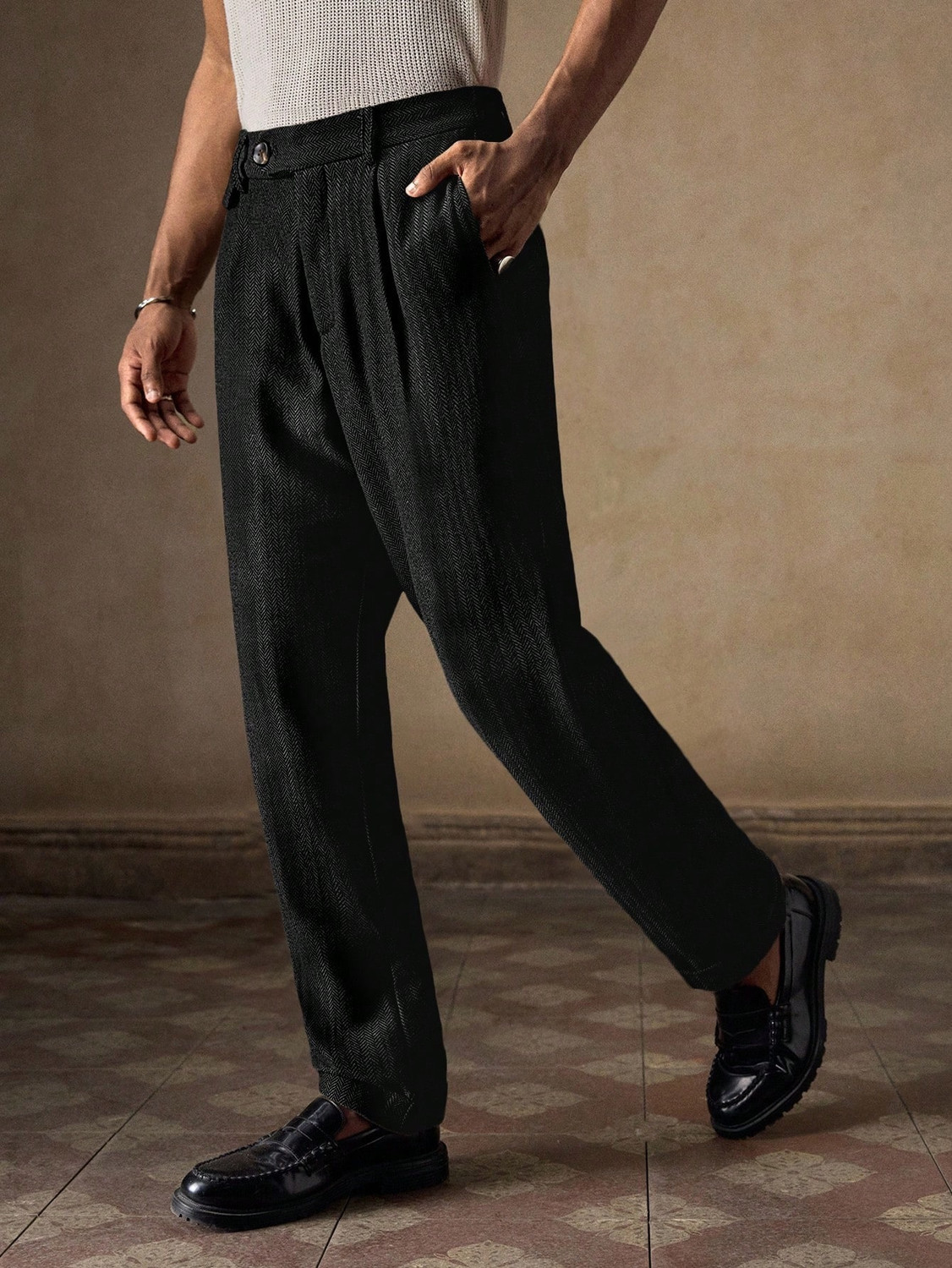 Image of R.Code by The Roadster Life Co. Regular Fit Men Black Trousers