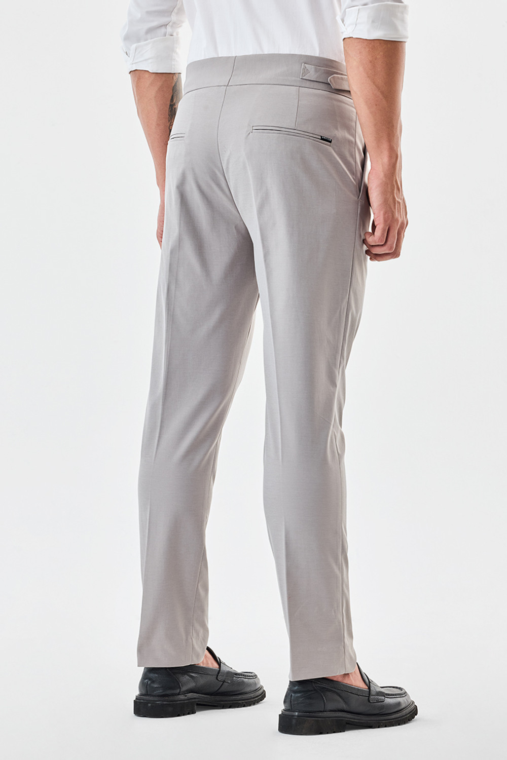 Image of Snitch Slim Fit Men Grey Trousers