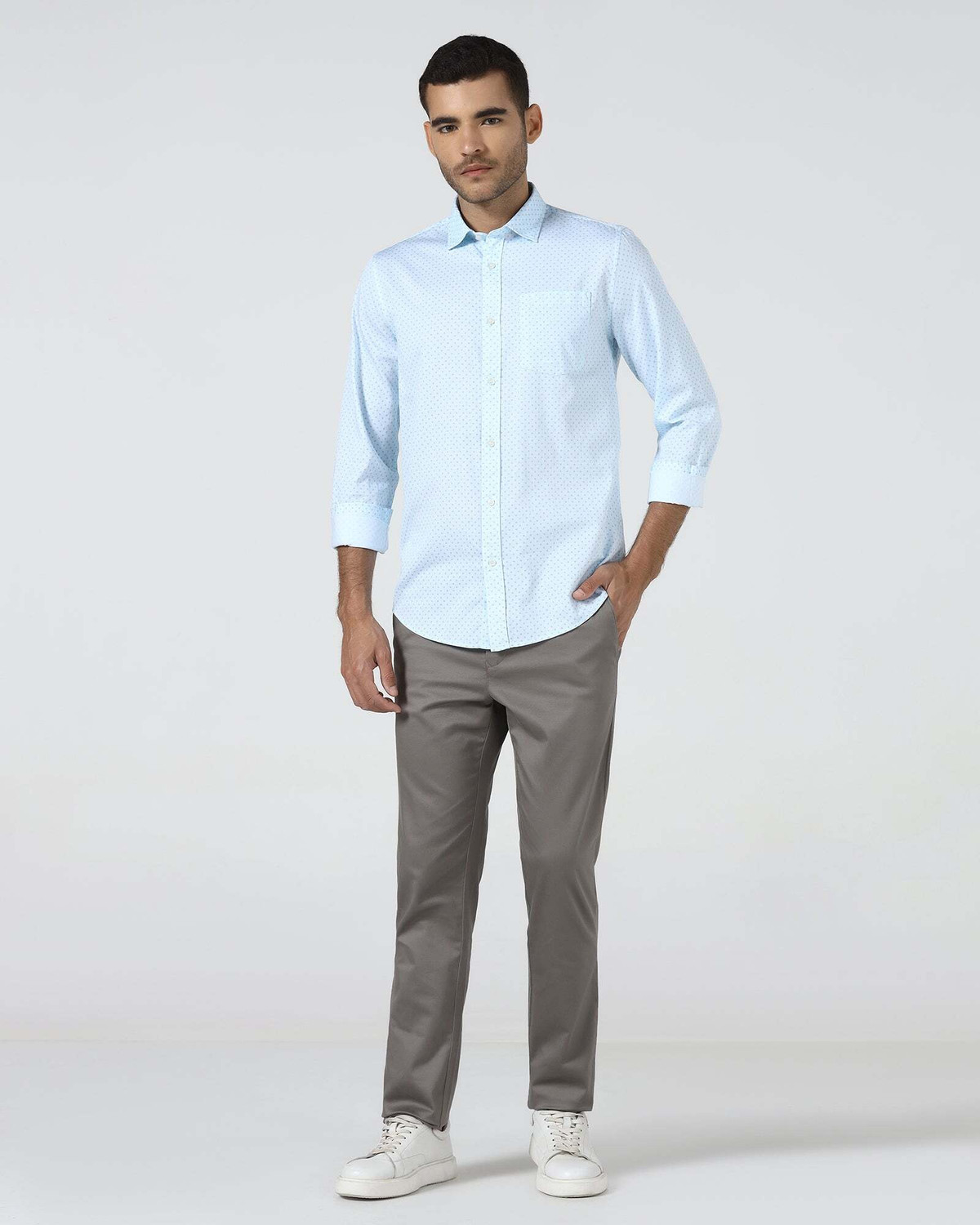 Image of Blackberrys Regular Fit Men Grey Trousers
