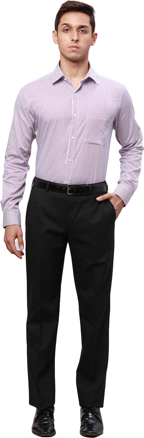 Image of PARK AVENUE Regular Fit Men Black Trousers