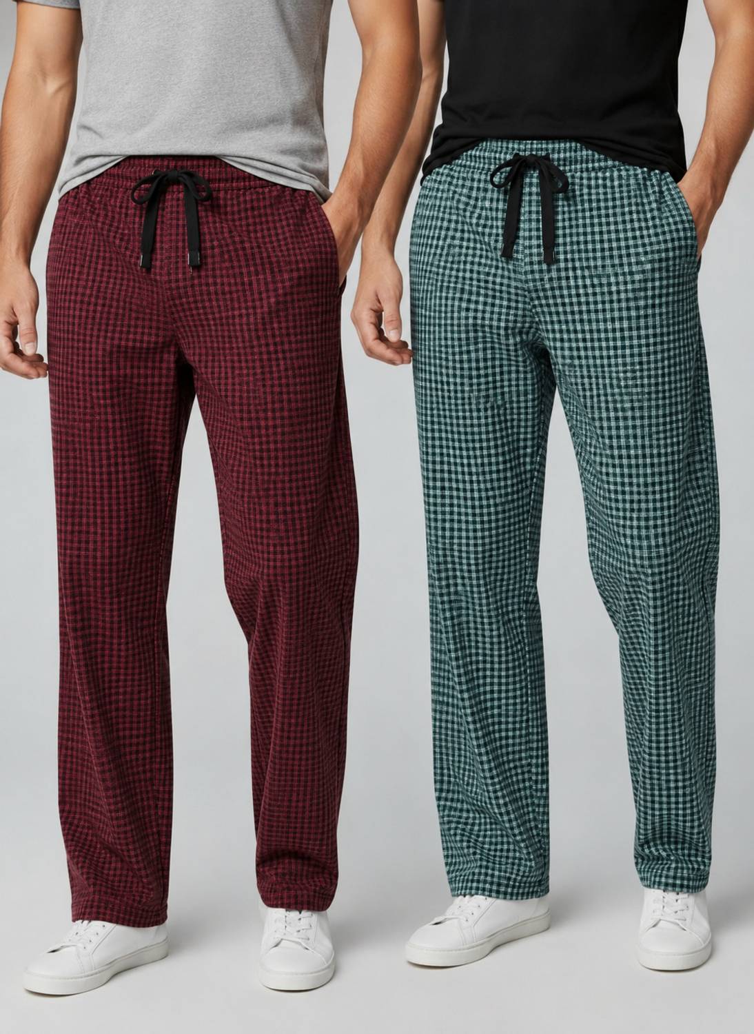 24 Street Comfort Fit Men Maroon, Dark Green Trousers